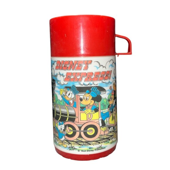 Vintage Aladdin Disney Express Thermos Bottle 1970s Mickey Mouse & Friends Carto - Picture 1 of 8